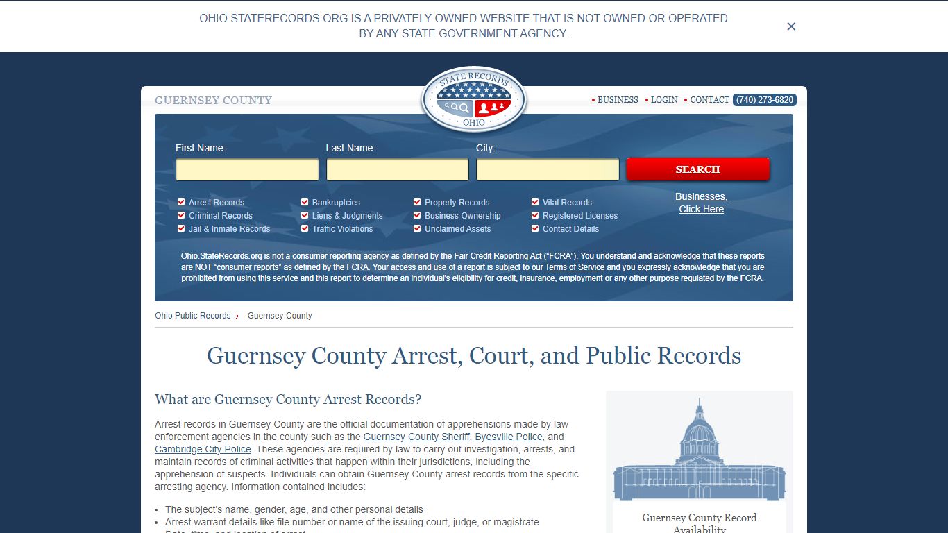 Guernsey County Arrest, Court, and Public Records
