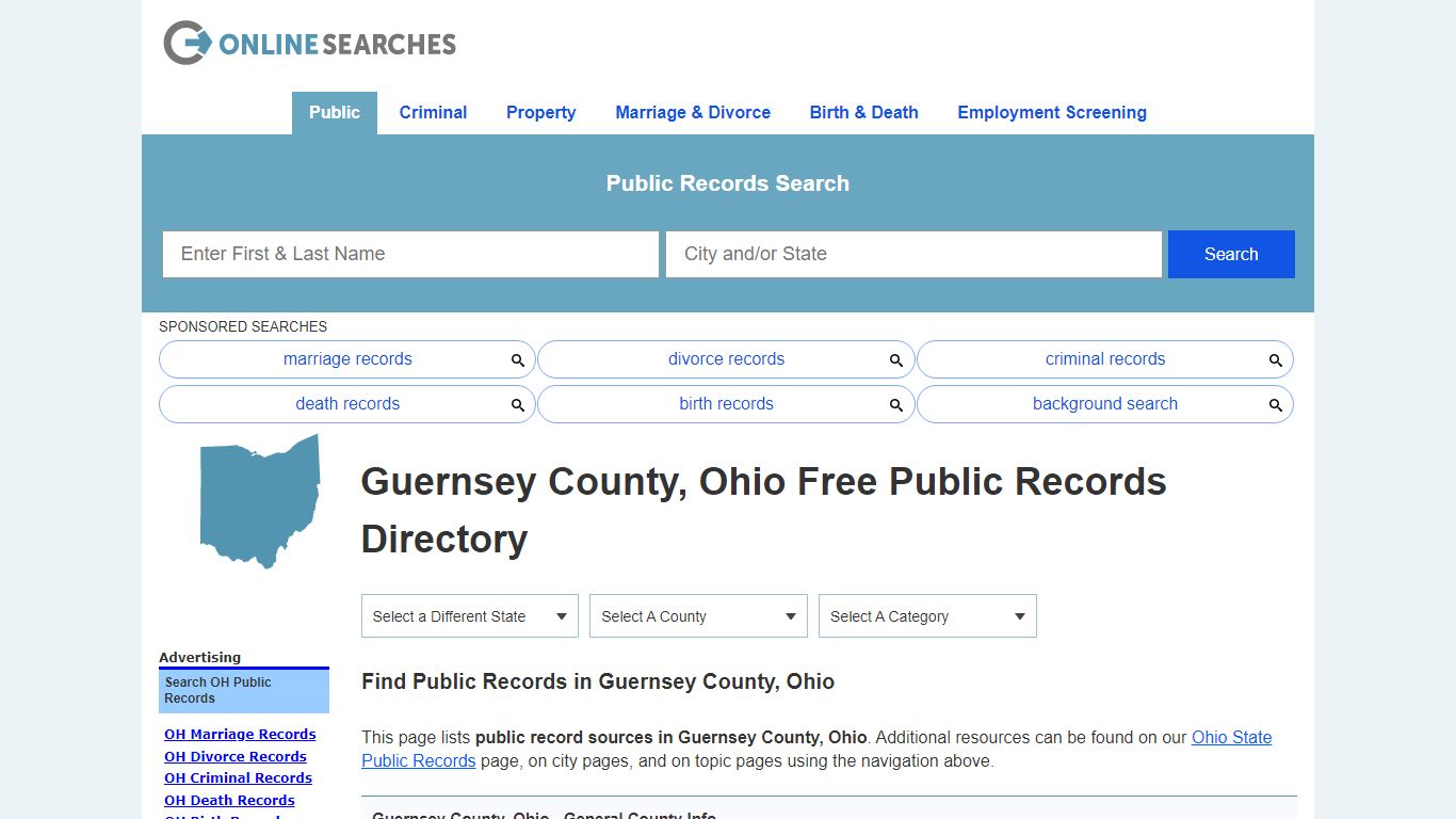Guernsey County, Ohio Public Records Directory - OnlineSearches.com